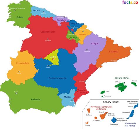 Map of Spain By Region